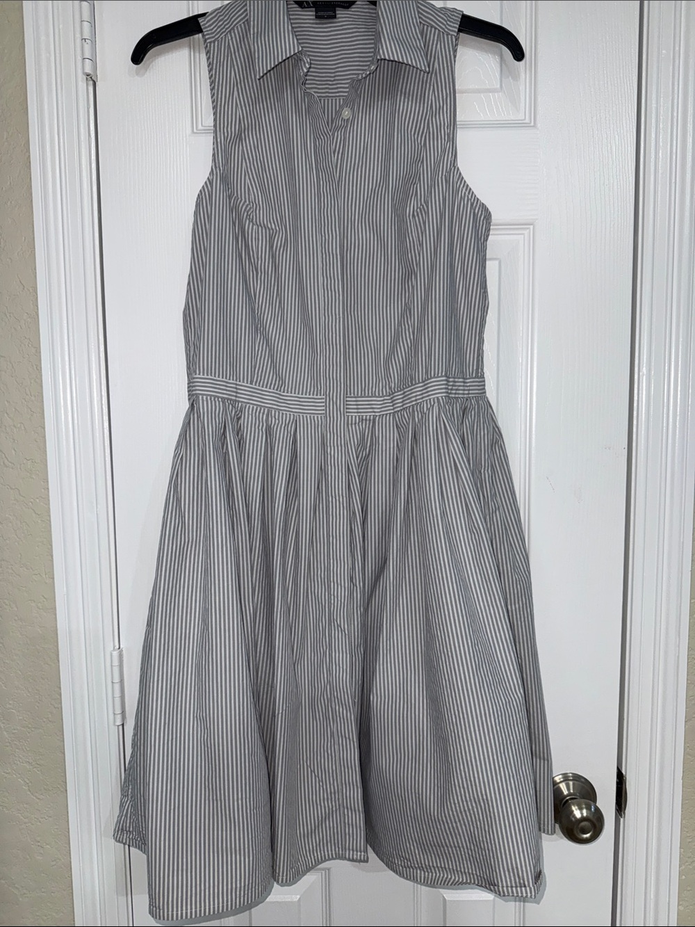 Armani Exchange Sleeveless Gray Striped Fit-and-Flare Dress Size 10 (8)